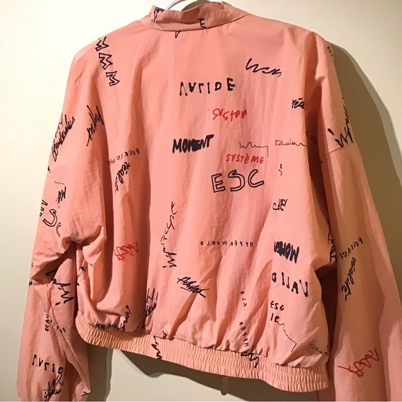 ADIDAS pink RYV collab graffiti print womens windbreaker track jacket - Picture 7 of 11